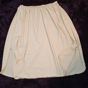 Vintage Dutchmaid Non Cling Half Slip Beige Lace Trim Side Slits Nylon Size XX